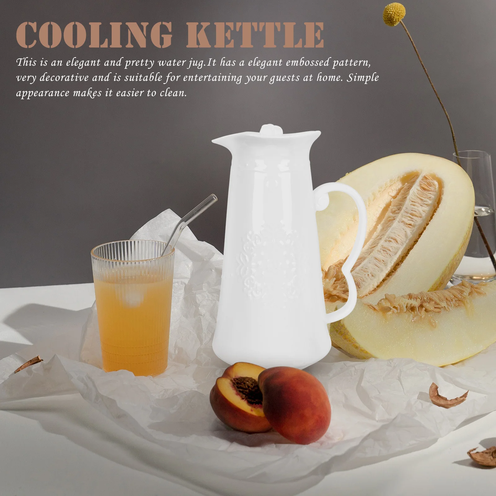 

Large Capacity Embossed Cold Water Jug Food Safe Beverage Holder Decorative Drink Container Suitable for Dinner Party