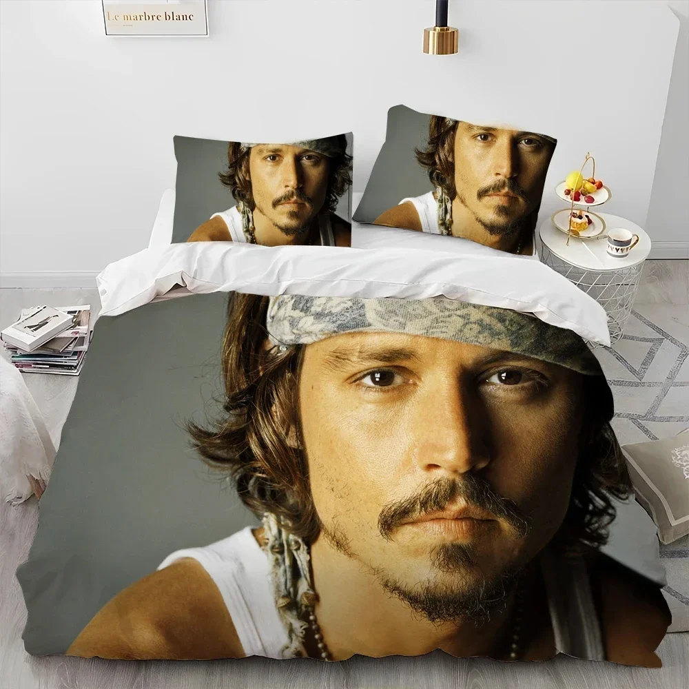 3D Printing Johnny Depp Series Comforter Bedding Set,Duvet Cover Bed Set Quilt Cover Pillowcase,king Queen Size Bedding Set Kids