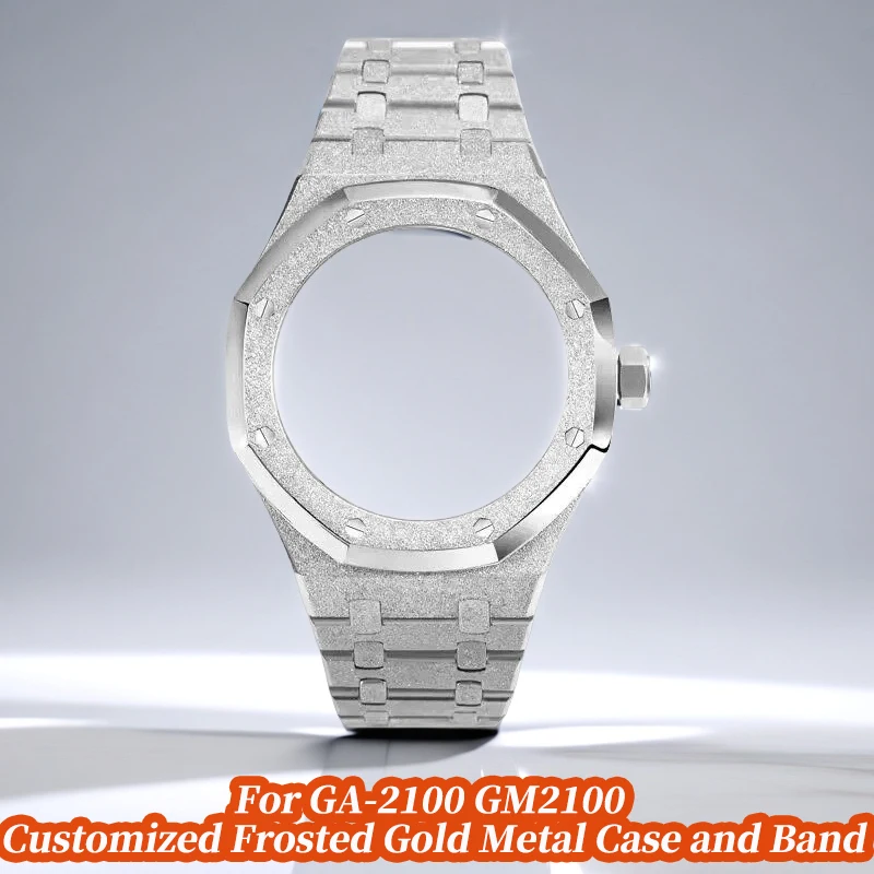 

For Casio G-SHOCK Farmhouse Oak Series GA-2100/GA-2110/GM-2100 Customization Frosted Gold Metal Case + Strap Set