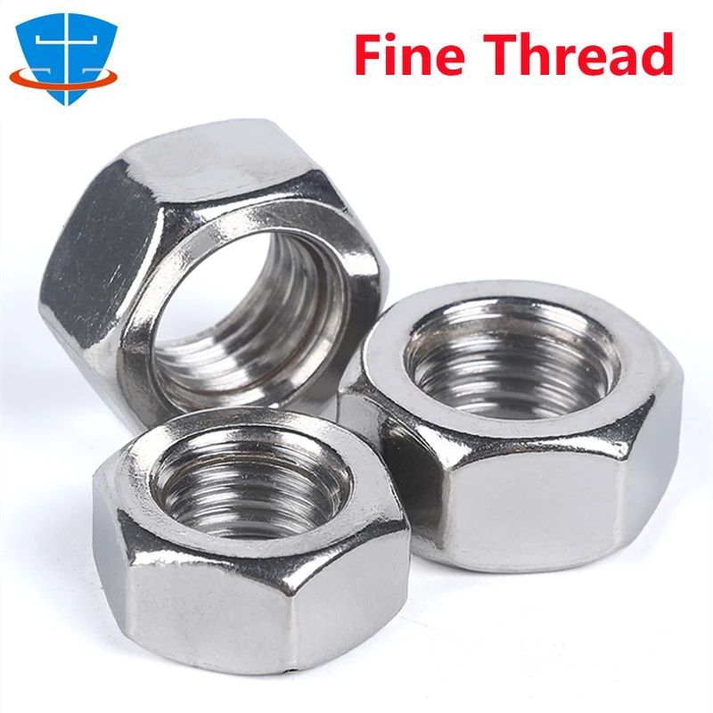 DIN934 Fine Thread Hexagon Nut M4 M5 M6 M8 M10 M12 M14 M16 M20 M22 M24 M27 M30 M33M36 304 Stainless Steel Hex Nut Screw Bolt Cap