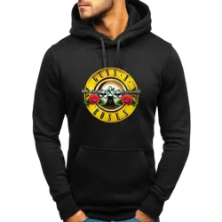 Nova moda hoodie rock gun n rosa banda harajuku velo impressão masculina e feminina manga longa roupas esportivas casuais hip hop pulôver topos