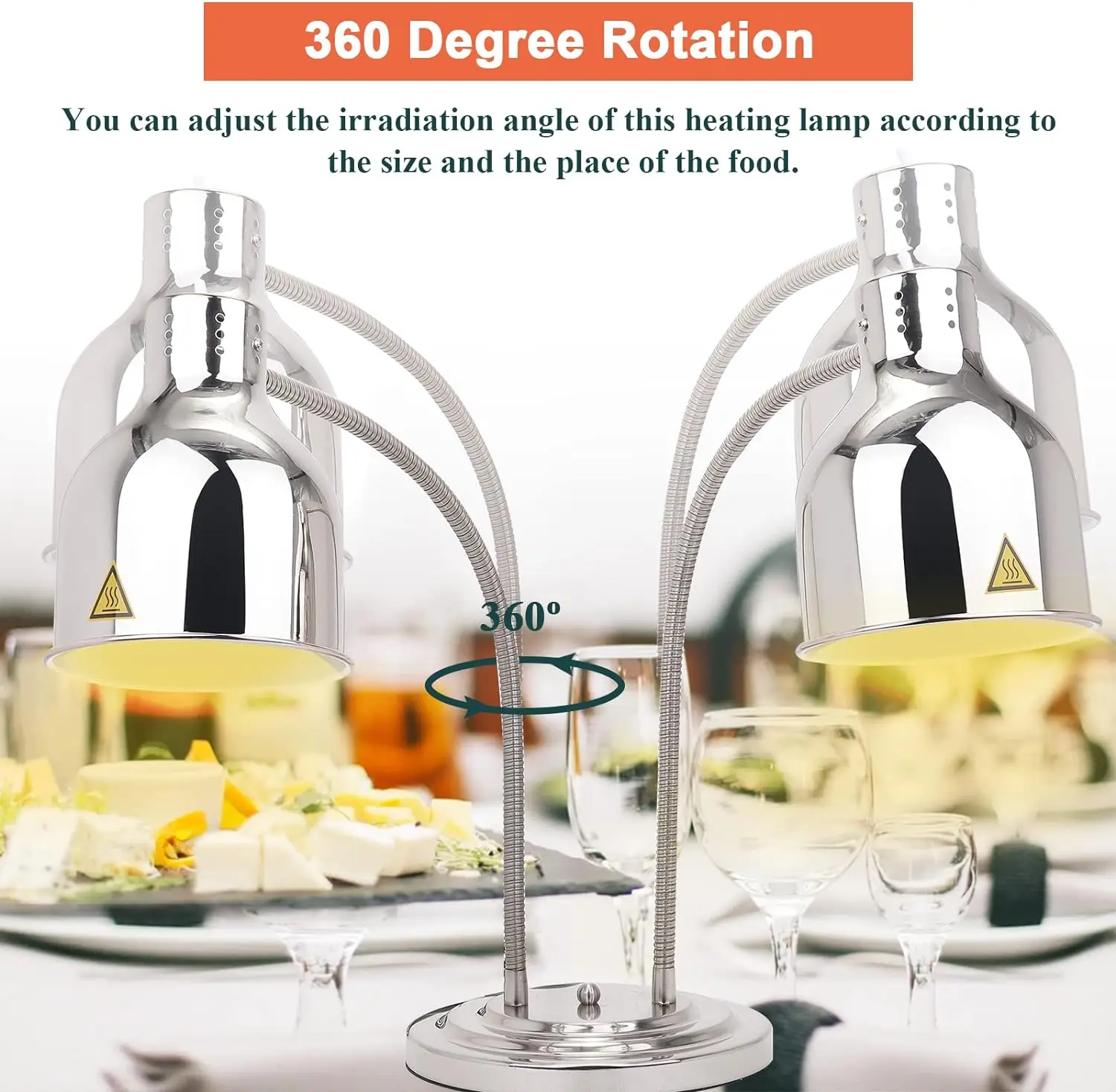 Food Warmer Lamp Food Heat Light Commercial Electric Double Heating Catering Warming for Fried Cafeteria Catering Buffet Parties