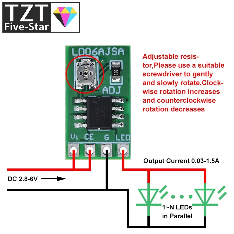 30-1500MA Adjustable Constant Current LED Driver DC 3.3V 3.7V 4.2V 5V PWM Control Board Buck Power module