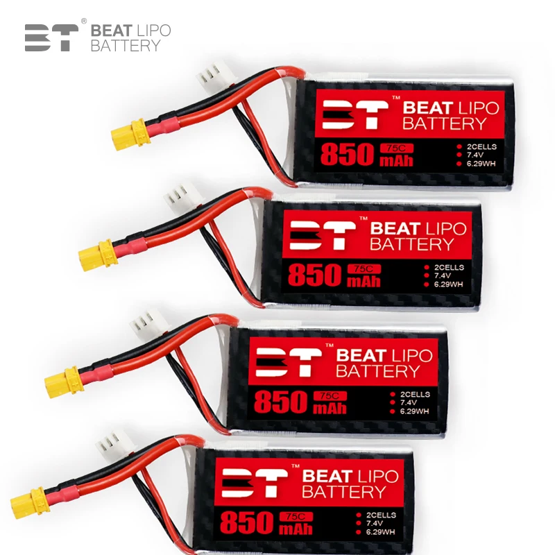 

2s 7.4V 850mAh 75C LiPo Battery For RC Quadcopter Helicopter FPV Racing Drone Spare Parts 7.4V Rechargeable Battery With XT30