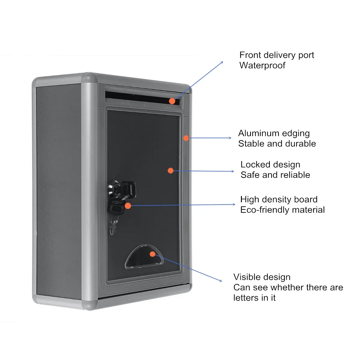 Aluminum Alloy Post Box Wall Mount Mail Iron Letter Holder Storage Outdoor Security Lockable Mailbox Home Balcony Garden Decor