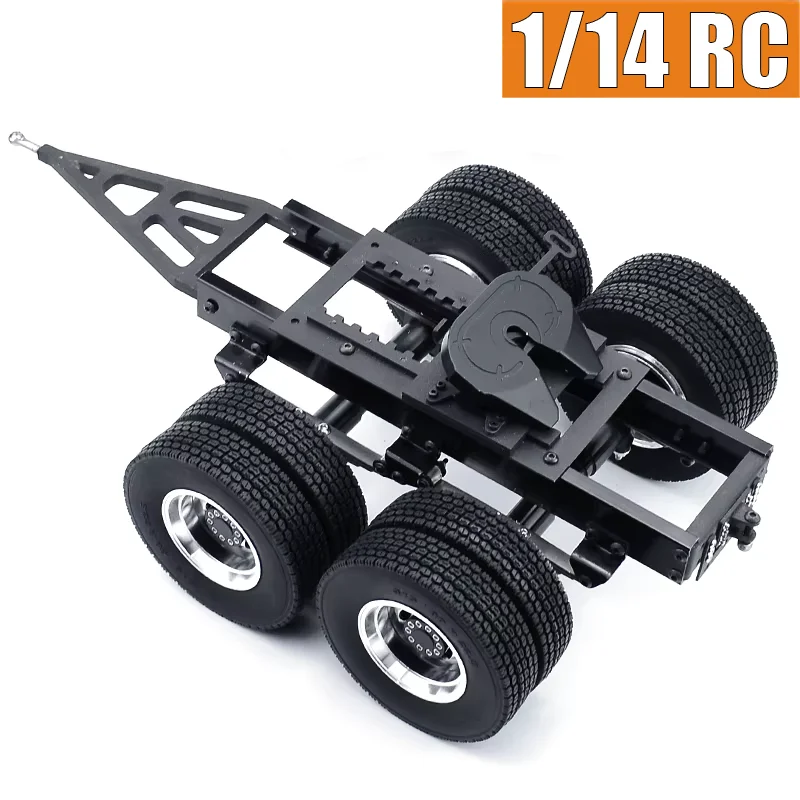 Simulation 1/14 All Metal 1&2 Axles Trailer with Traction Fifth Wheel for Tamiya 1/14 RC Truck SCANIA 770S VOLVO FH16 MAN Car