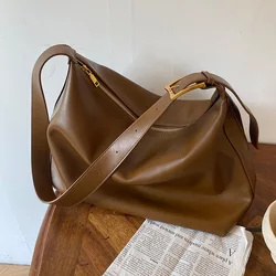 Korean version of large-capacity soft collapse minimalist style shoulder bag, big bag, new bag, women's tote bag student bag