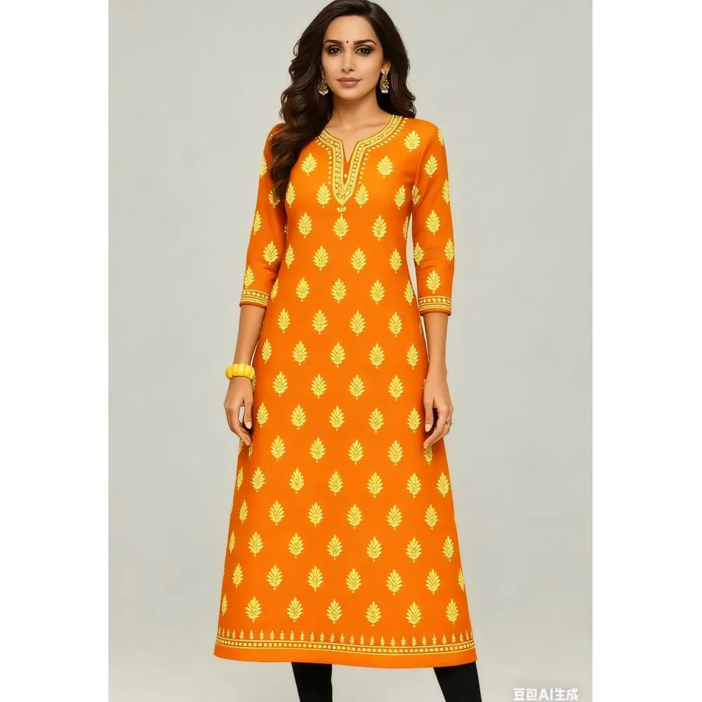 National style Women Kurt Casual Dress Long Sleeve Straight Casual Ethnic Flower Mandarin 3D Design Suitable Ladies Abaya Muslim