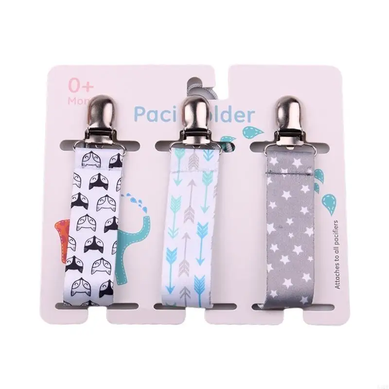 

54DF Soother Teething Chewable Rope Belt Cartoon Printed Pacifier Clip Chain