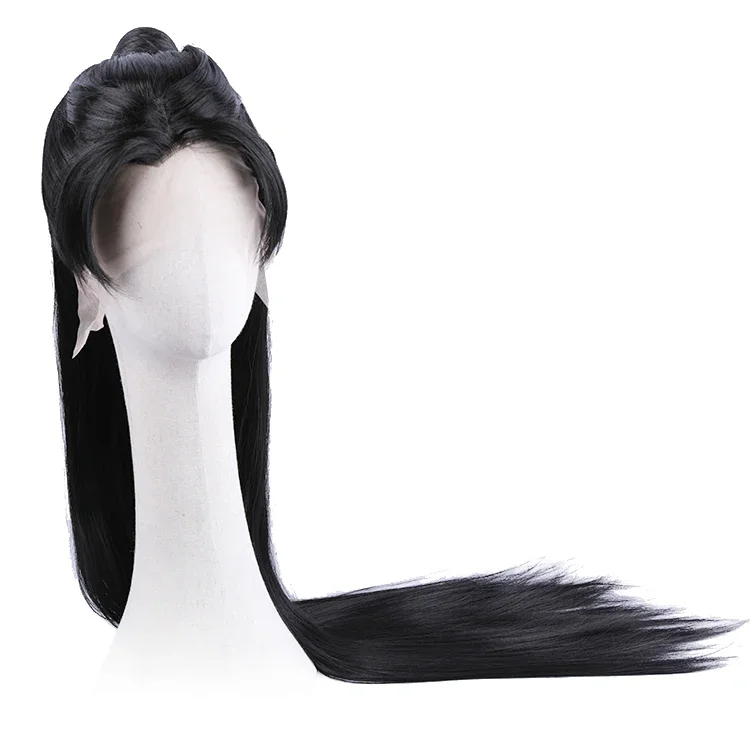 Productos para el cabello de guerrero de cola de caballo negra realista, pelo Hanfu largo y recto Retro, fácil de usar, serie Warrior Heir, juego de televisión