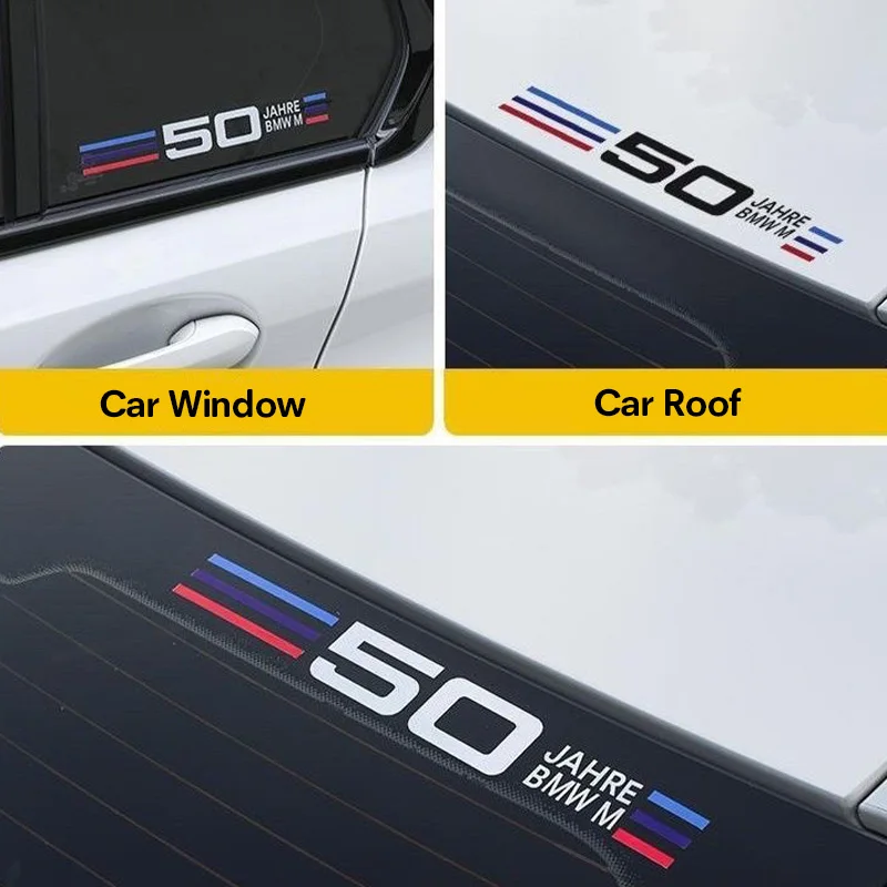 2Pcs BMW 50th anniversary  Car Windows Sticker For BMW E36 E39 E46 E60 E61 E64 E70 E71 E85 E87 E90 E83 F10 F20 F21 F30 E80 M3 M5