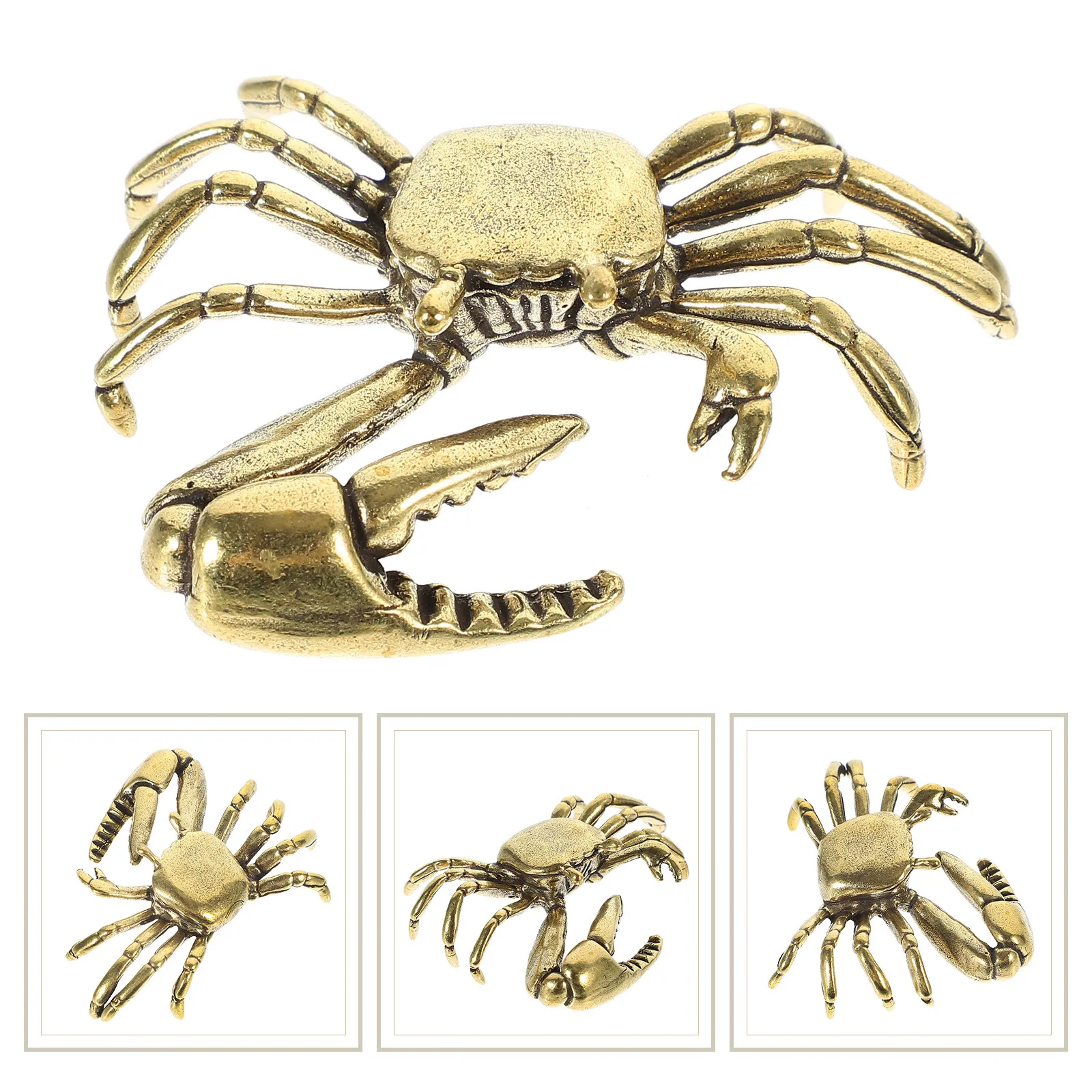 Vintage Copper Crab Statue Exquisite Handcrafted Realistic Effect Desktop Shelf Living Room Bedroom Bookshelf Table