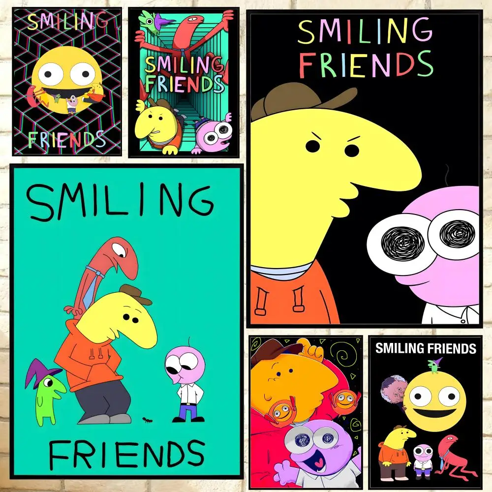 Anime Smiling Friends Poster, vielseitige HD-wasserdichte Wandkunst, selbstklebende Dekoration für jeden Raum, ideales Geschenk