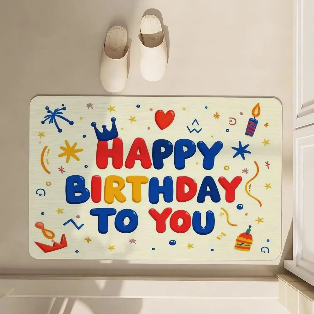 

Happy Birthday Cheers Floor Mat Soft Diatom Bathroom Absorbent Floor Mat, Toilet Of The Bathroom, Household Floor Mat, Door Mat
