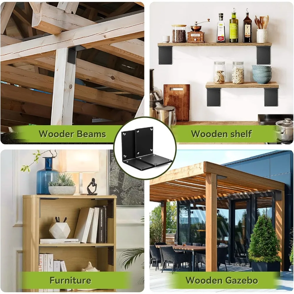 دعامات I من الفولاذ شديدة التحمل لأعمدة خشبية مقاس 8 × 8 × 6، وأقواس زاوية قوية، ودعم رف الموقد، وموصلات الشعاع