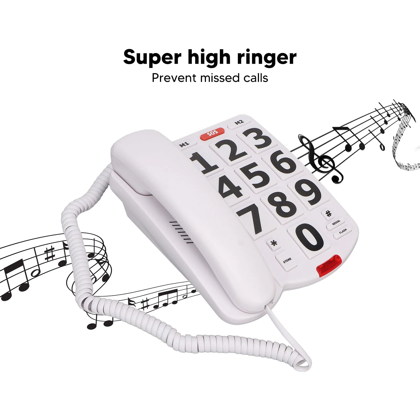 Big Button Phone Big Button Phone Simple Adjustable Volume Home Landline Phones for Seniors White Elderly Landline Phone