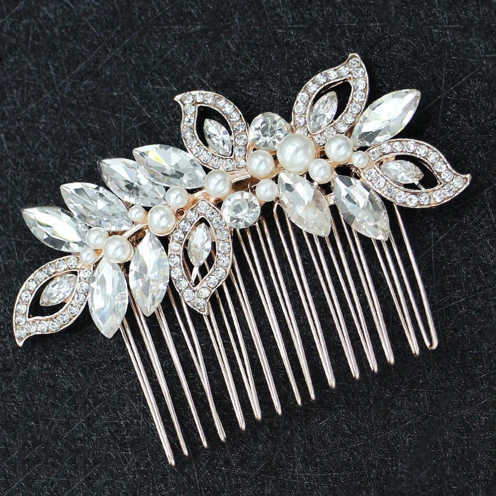 

Gold Bridal Hair Comb Rhinestone Crystals Wedding Headpiece Bride Insert Comb Jewelry Party Bridal Headdress Wedding Headpiece