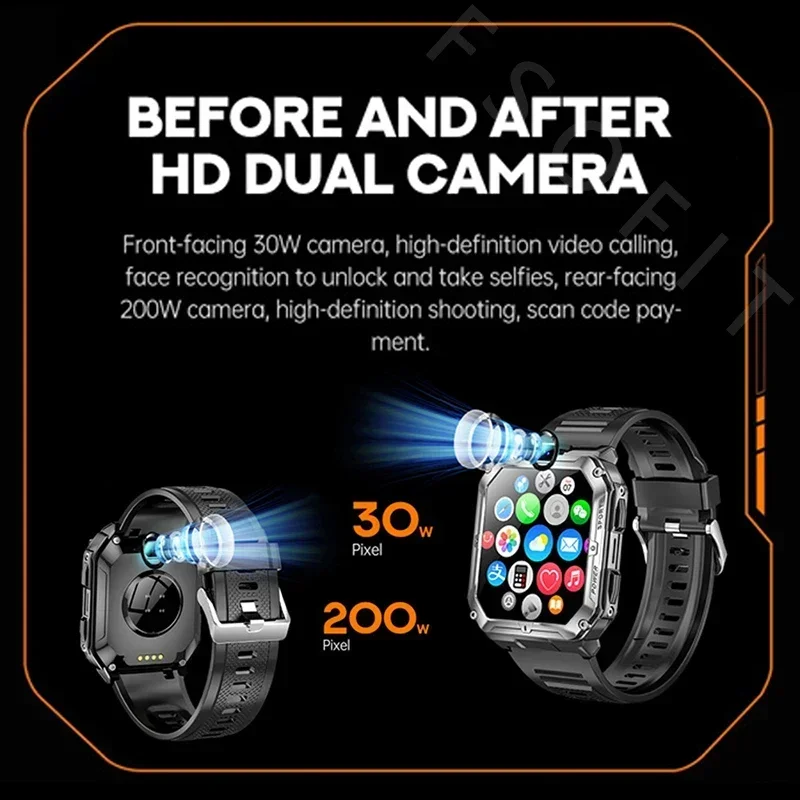 4G Network SIM Card Smartwatch Dual Cameras 1.96