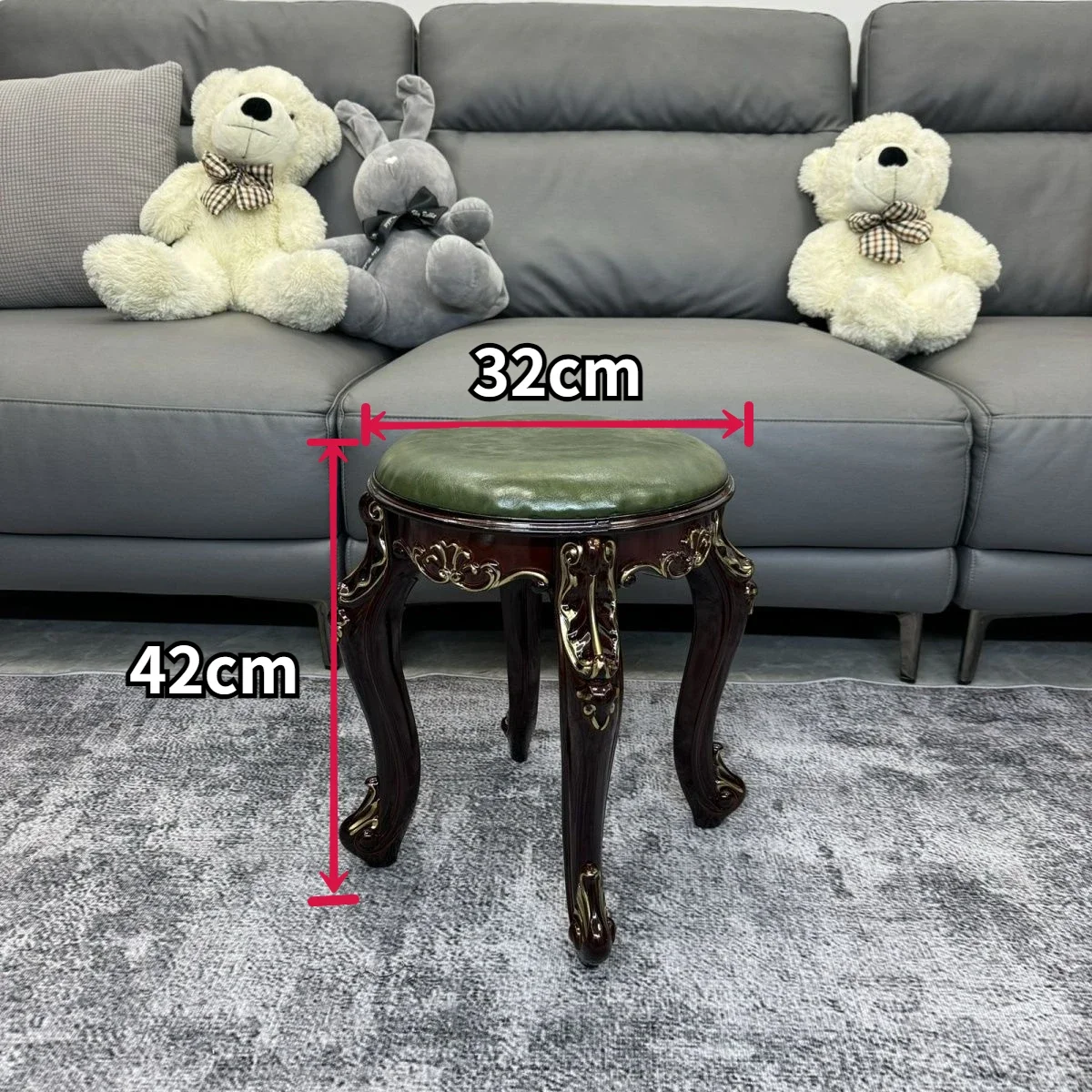 Nordic Vintage American Style Round Stool Stackable Dining Stool Durable Home Ottoman Dressing Stool for Living Room