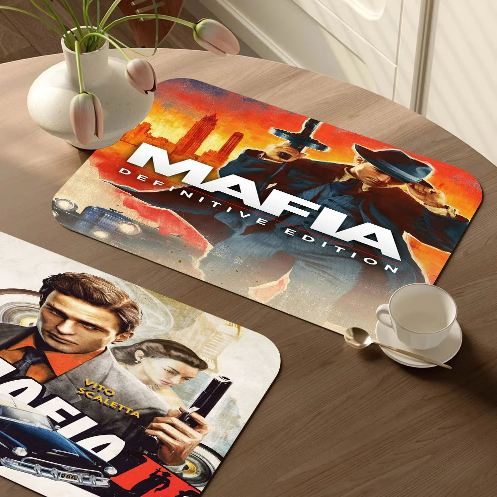 Movie Mafia Boss Legendary Figure Non-slip Fast Water Absorption Anti-scalding Imitation Tile Printing Coffee Machine Pad