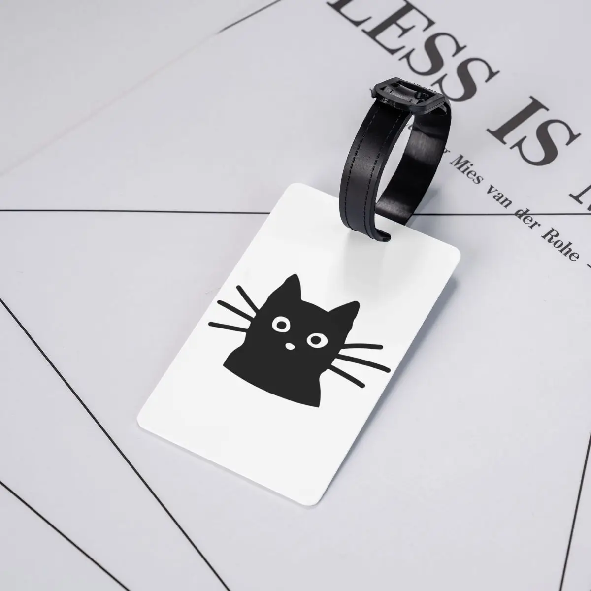 Étiquettes de bagage chat noir mignon pour valises, étiquettes de bagage amusantes, couverture de confidentialité, carte d'identité nominative