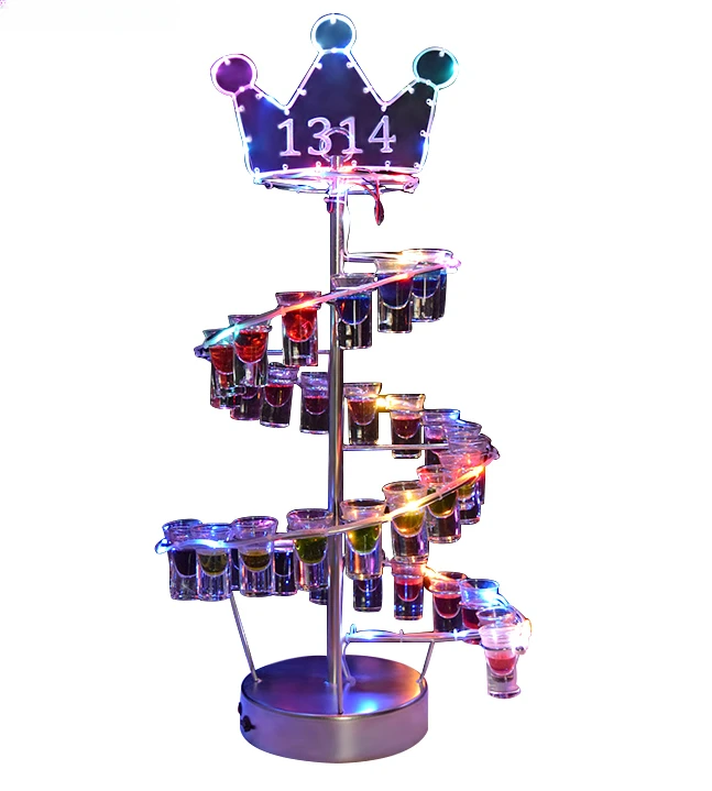Suministros de Bar personalizados, estante para cócteles de champán y vino tinto, decoración luminosa LED creativa, portavasos tipo bala para taza de playa