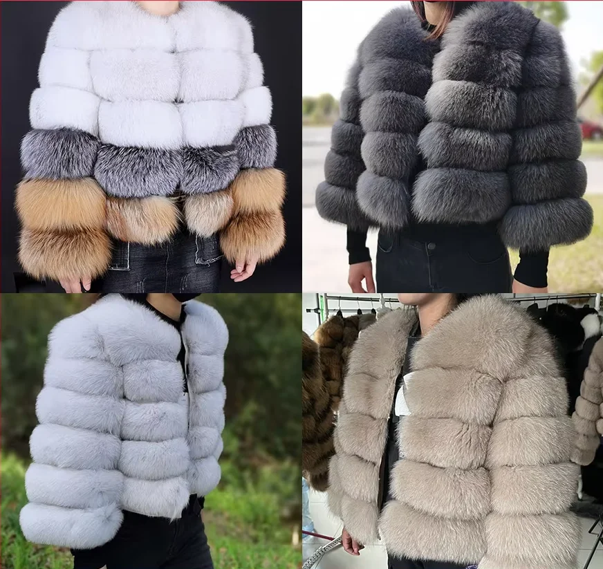 

Шуба из натурального меха лисы Maomaokong 2026: Женская зимняя теплая роскошная меховая куртка со съемными длинными рукавами, женский жилет, пушистые шубы