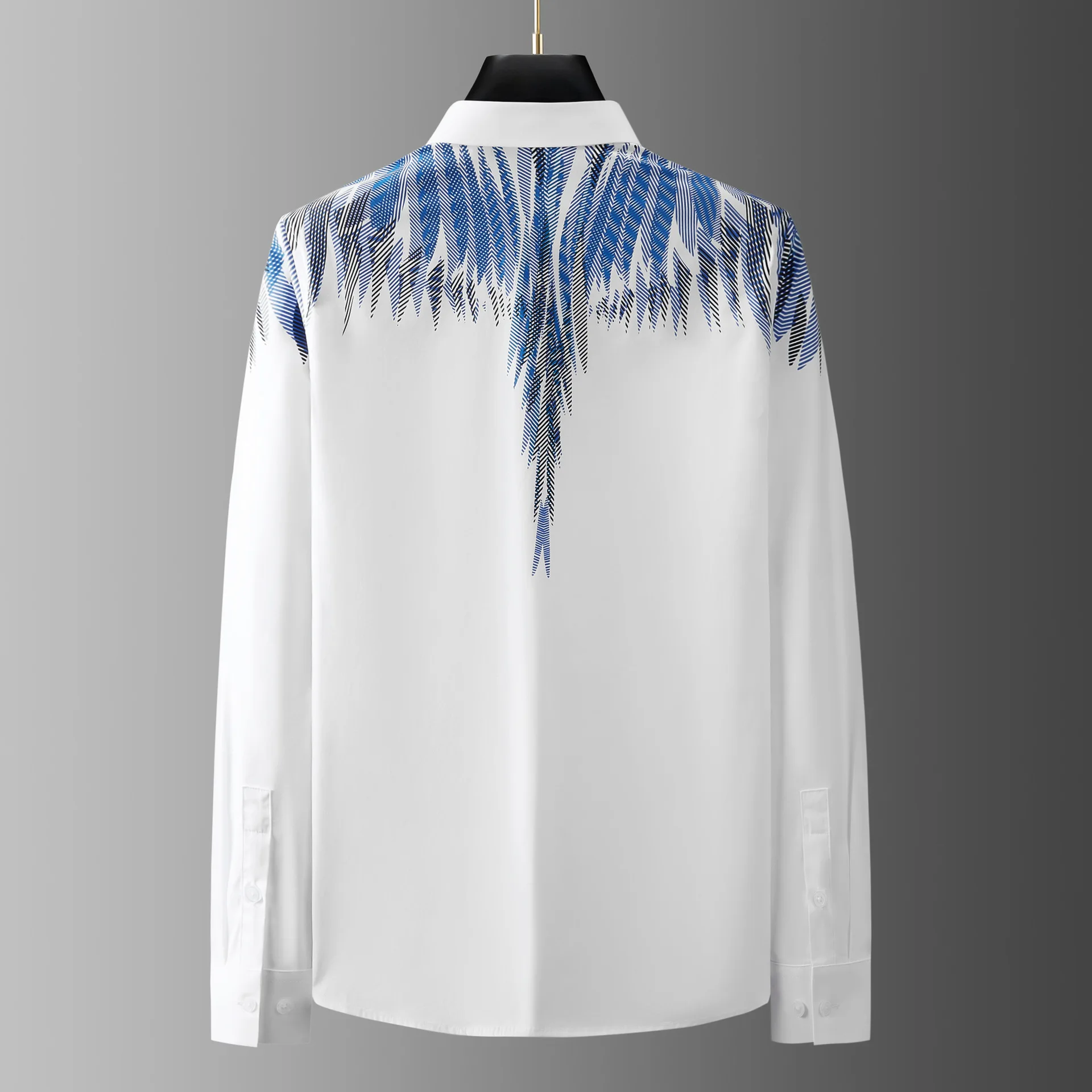 New feather wing positioning print men's long sleeved shirt casual men's clothing hot selling item