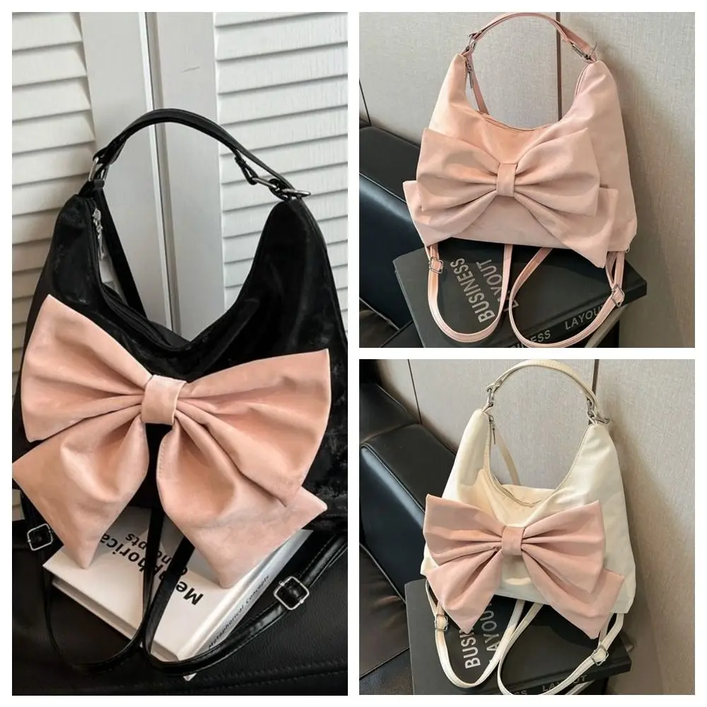 

Sweet Bow Underarm Bag For Women Girl Large Capacity Tote Bag Multi-purpose Backpack Student School Bag