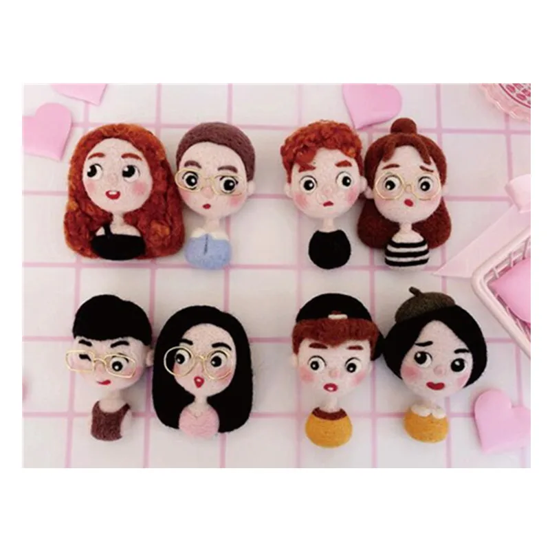 Cute doll avatar wool needlepoint kit  wool felt needle felting brooch craft needlecraft DIY handmade