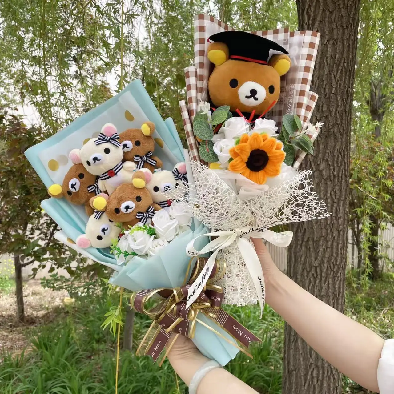 

Новые аниме Rilakkuma плюшевые куклы мягкие игрушки букеты ручной работы на Рождество, День святого Валентина, выпускной, подарки на день рождения