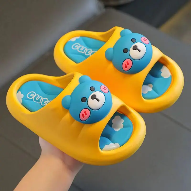 2024 New Summer Children's One Word Cartoon Slippers Boys Girls Soft Sole Non Slip Home Slipper Outdoor Slipper Bathroom Slipper