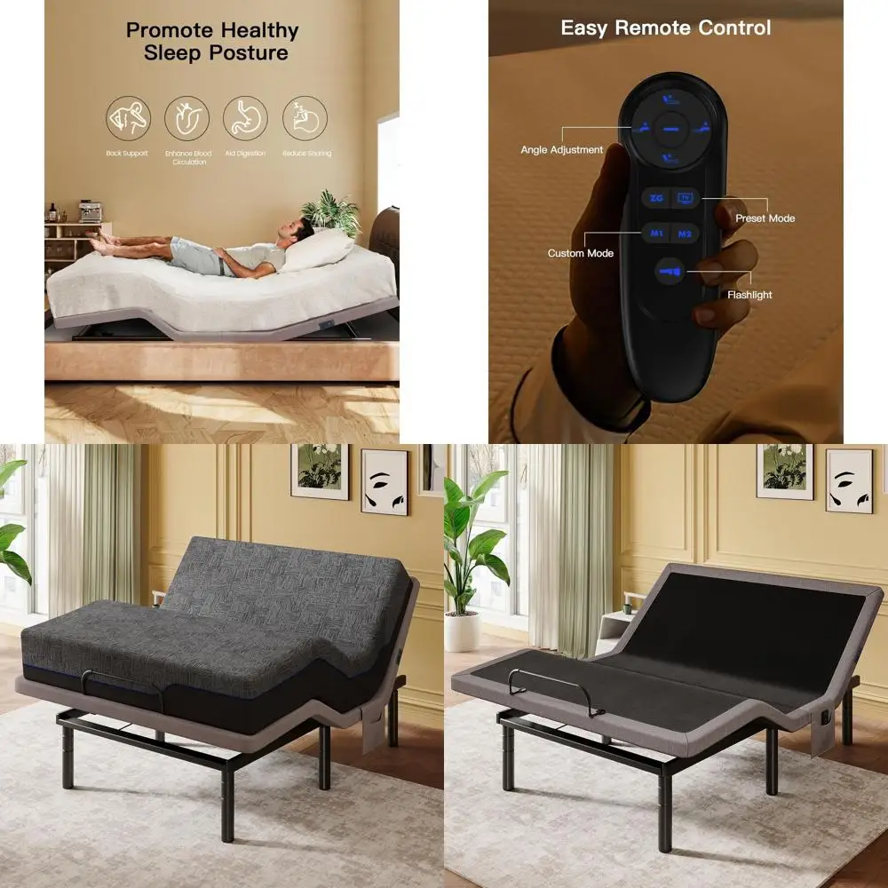 

Регулируемая кровать Amada размера Queen, режимы Zero-Clearance и Zero Gravity, электрическая кровать с регулировкой наклона для головы и ног, 4 порта USB