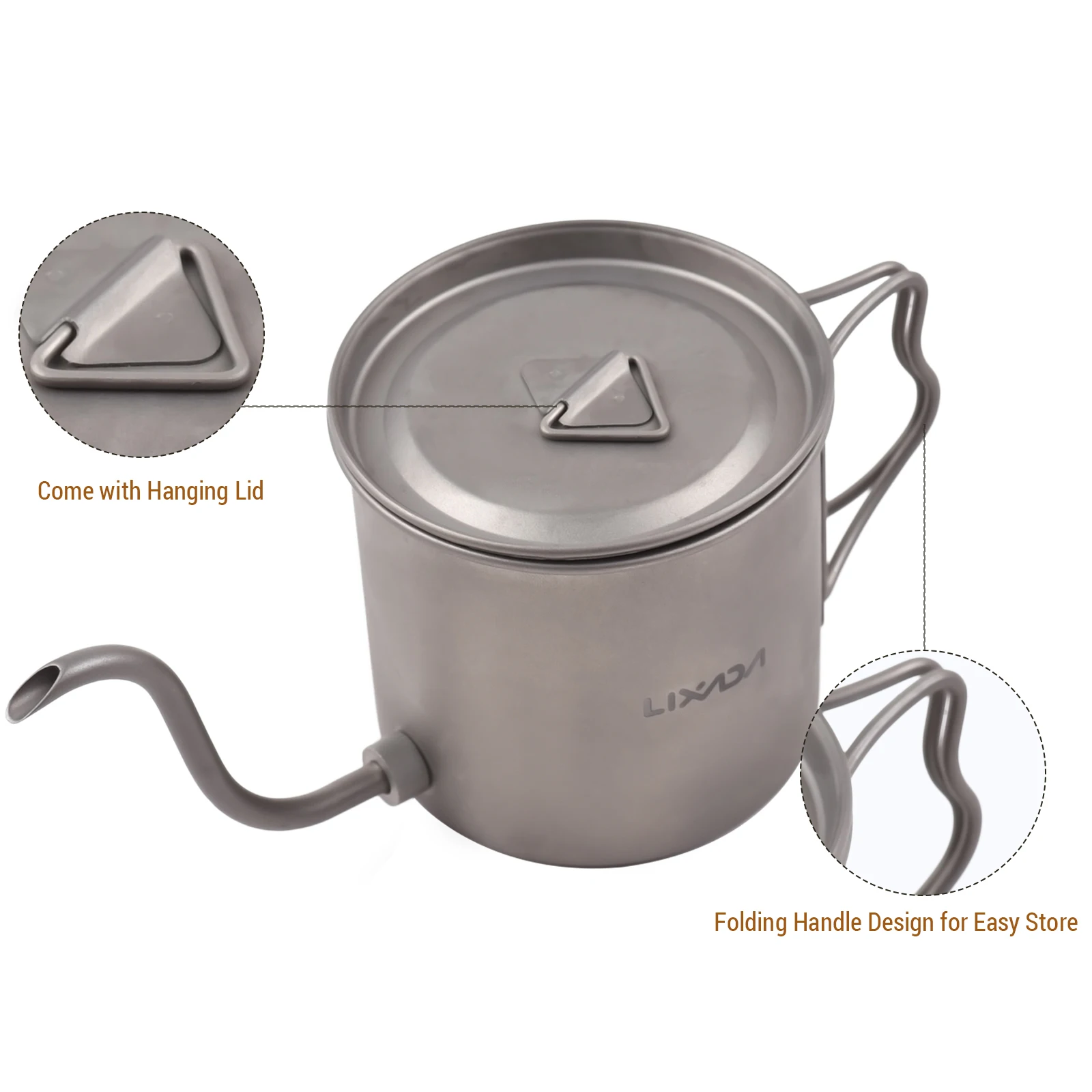 650Ml/550Ml/400Ml Titanium Koffie Giet Over Waterkoker Koffie Thee Water Camping Pot Fornuis Top Koffiepot Gooseneck Reizende Theepot