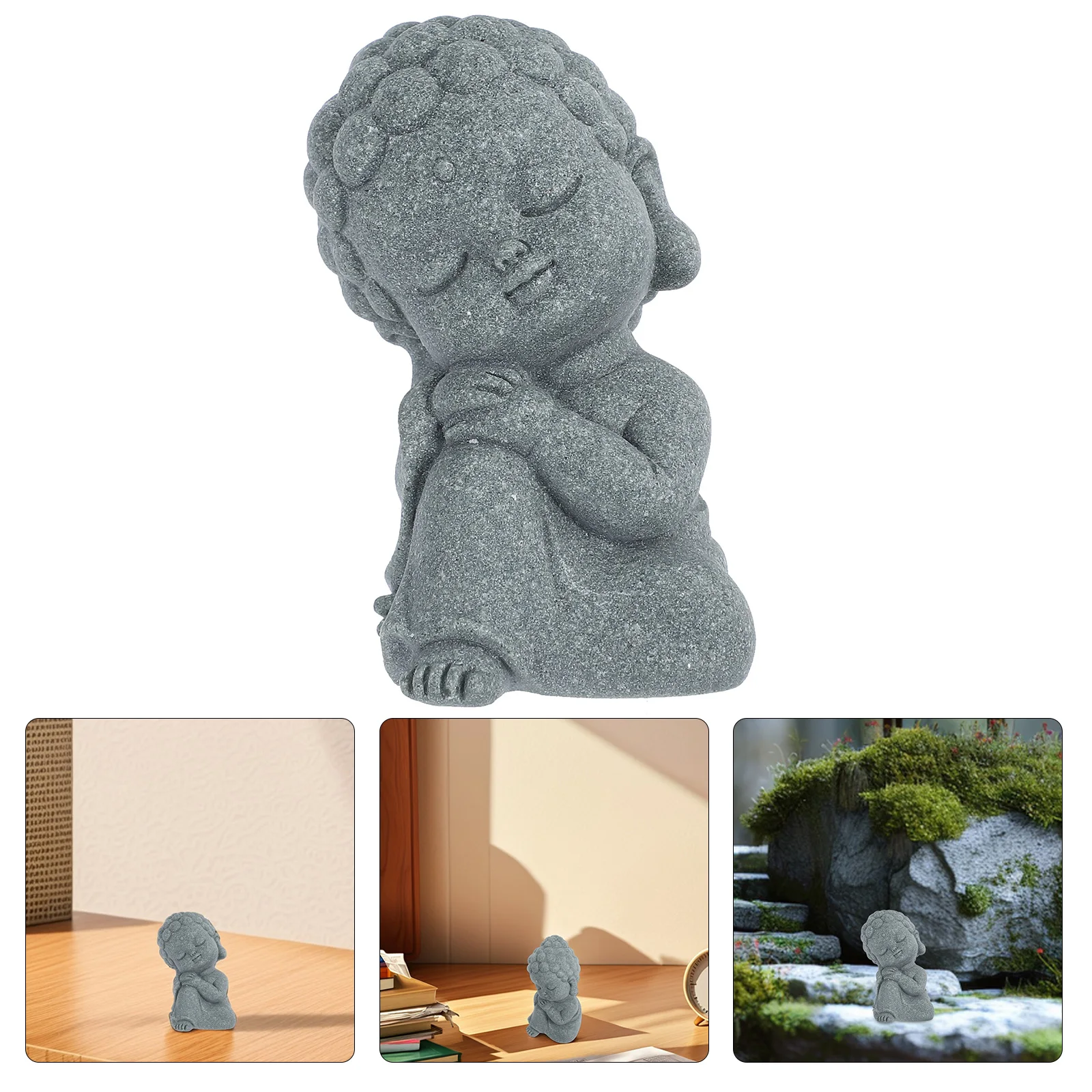 

Small Buddha Statue for Wealth Good Luck Sandstone Feng Shui Decor Chinese Style