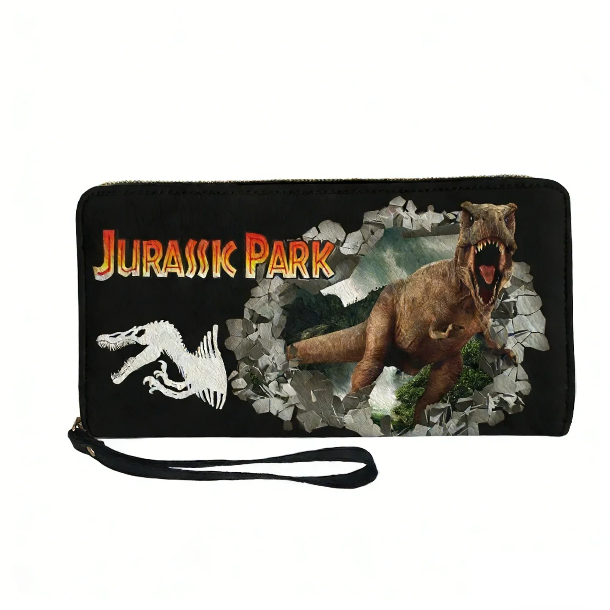 Jurassic Park Dinosaur Anime Cartoon Custom Wallet Purse Mens Womens Zipper Long Wallets Double Print  Portable Wallet Gift Bag