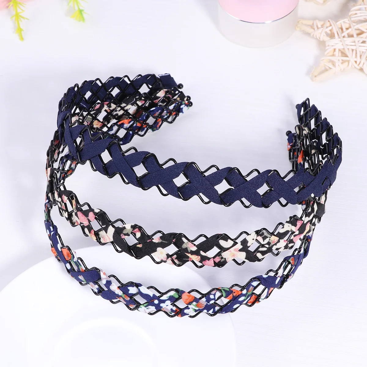 

3Pcs Hollow Woven Metal Hairband Women Hair Hoop Durable Comfortable for Wedding Party Daily Styling Accessories