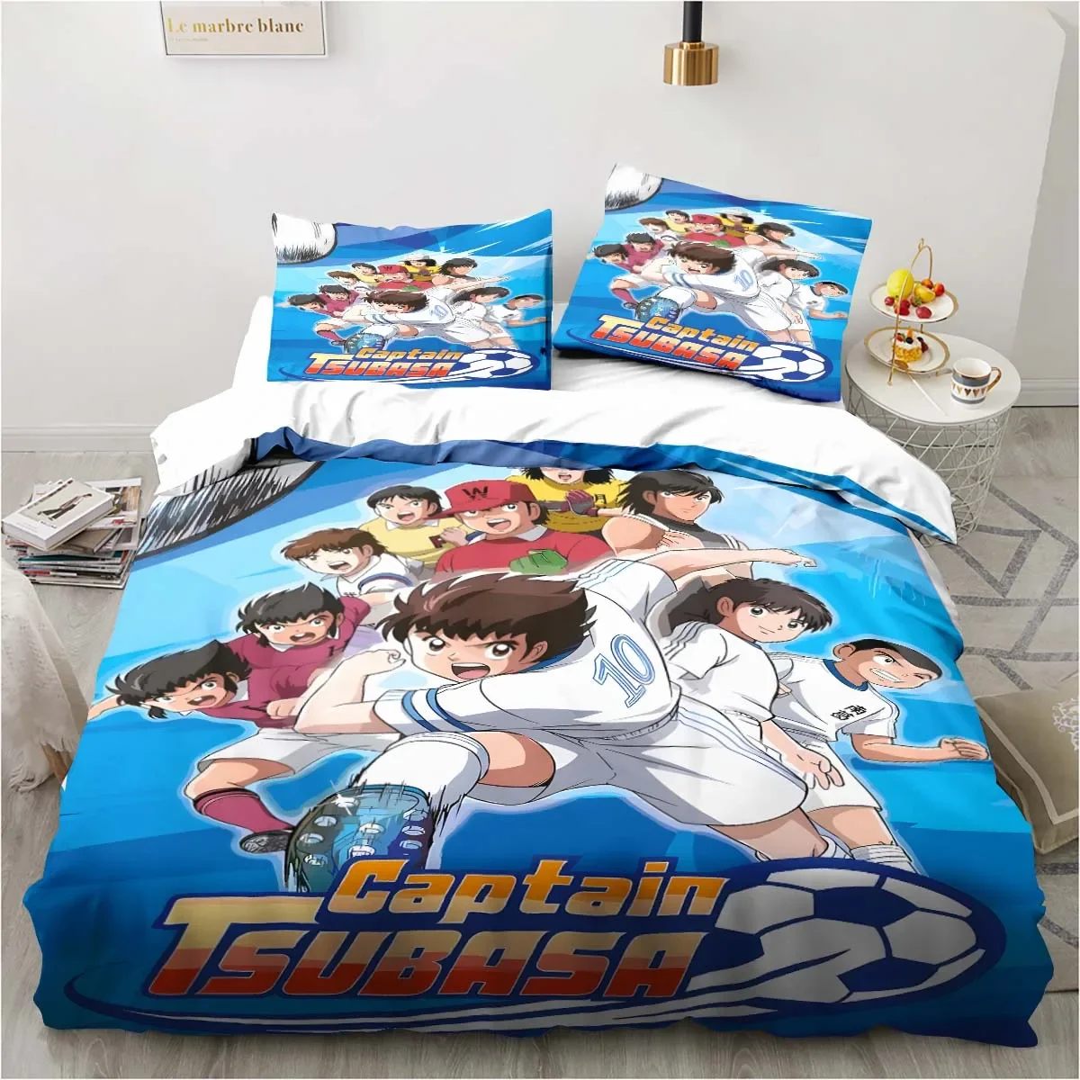 Captain Tsubasa Cartoon Bedding Sets exquisite bed supplies set duvet cover bed comforter set bedding set luxury birthday gift