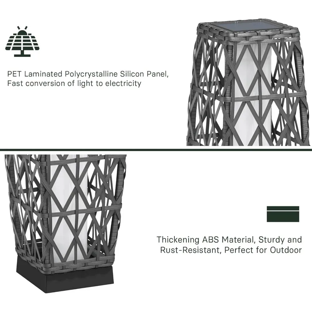 2 шт., уличный плетеный фонарь на солнечной энергии, торшер, украшение для террасы, сада, лужайки, крыльца - наружное освещение