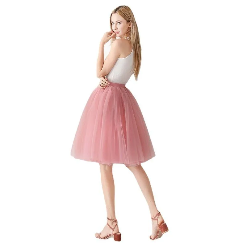 Saia de tule feminina adulta inchado f-comprimento saias líquidas ort tutu saias de fibra de náilon cor pura primavera faion senhoras saias