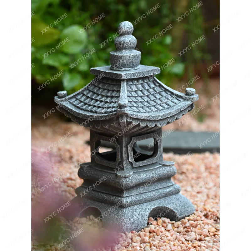 

Solar Stone Tower Lamp Outdoor Courtyard Zen Ornament Garden Yard Decorative Lamp Landscape Layout Waterproof Small Night Lamp