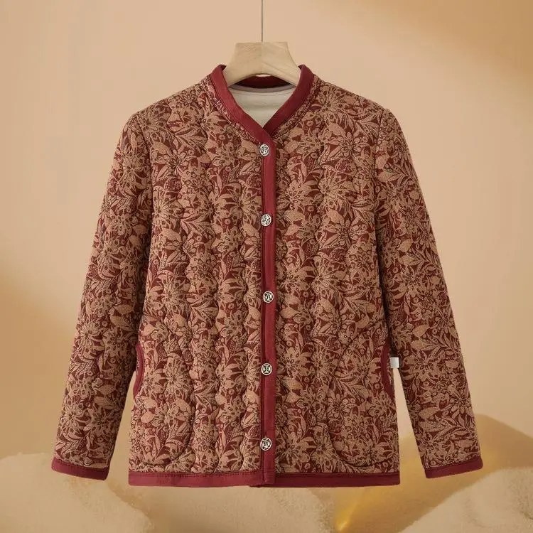 

Floral Print Cotton Jaet for Mommy Autumn Winter Warm Outerwear Inner Wear andmother Sle Polyester Fiber Medium Thi