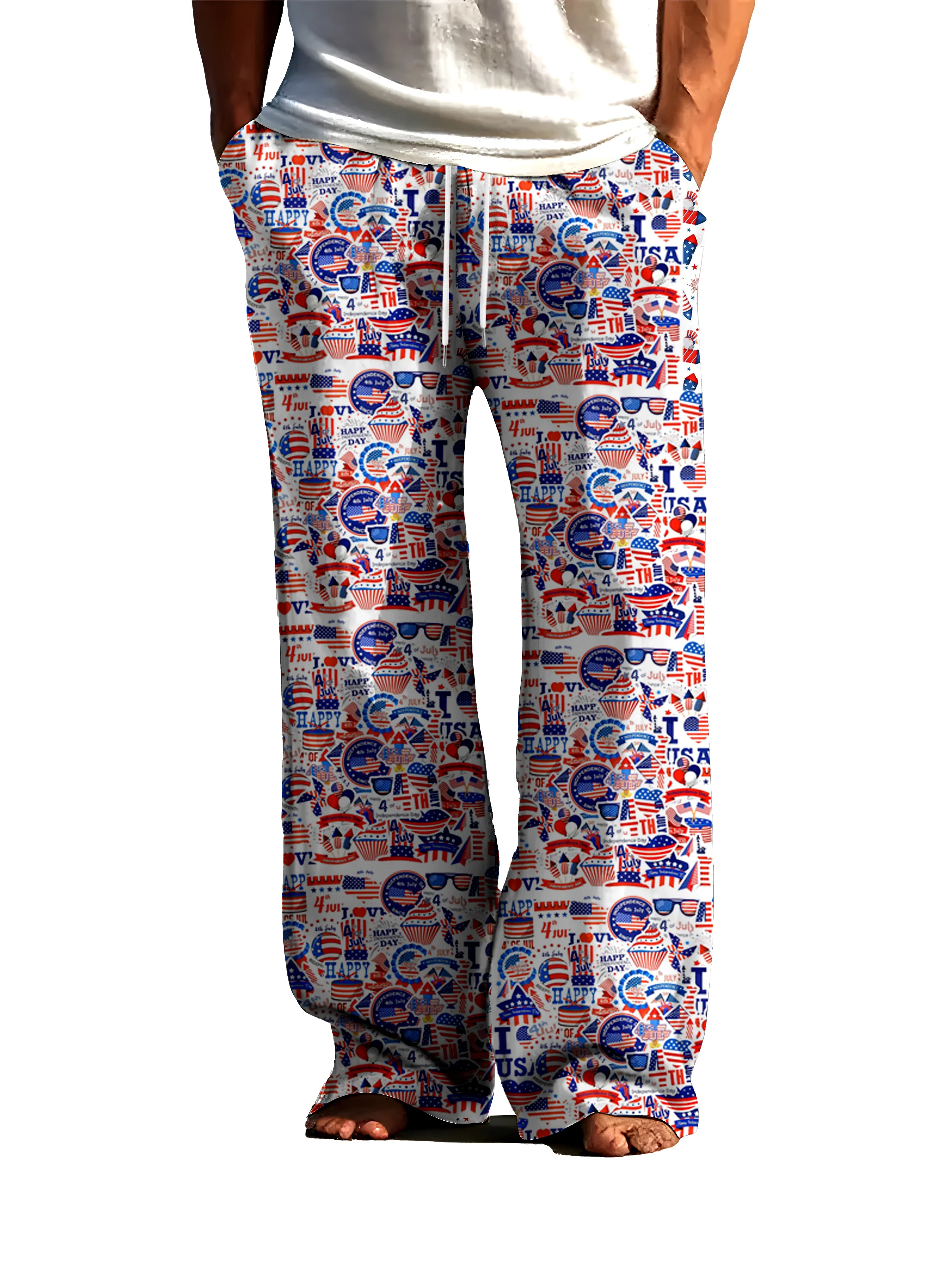 

3D цифровая печать сменный узор флага, домашние тонкие свободные брюки, быстросохнущие неувядающие весенне-осенние мужские повседневные брюки