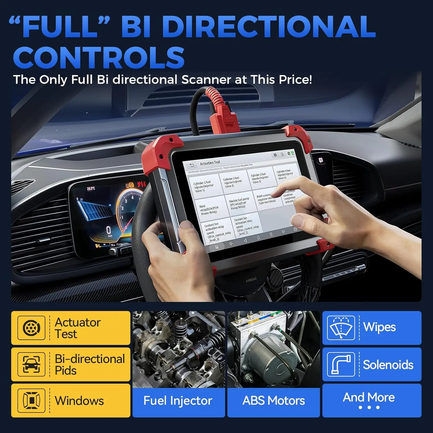 Picture 4: XTOOL D7 Diagnostic Tool Bidirectional OBD2 Scanner with ECU Coding Full System Car Scanner with 36+ Resets Injector Coding Throttle Relearn FCA CANFD DoIP 3 Years Free Update