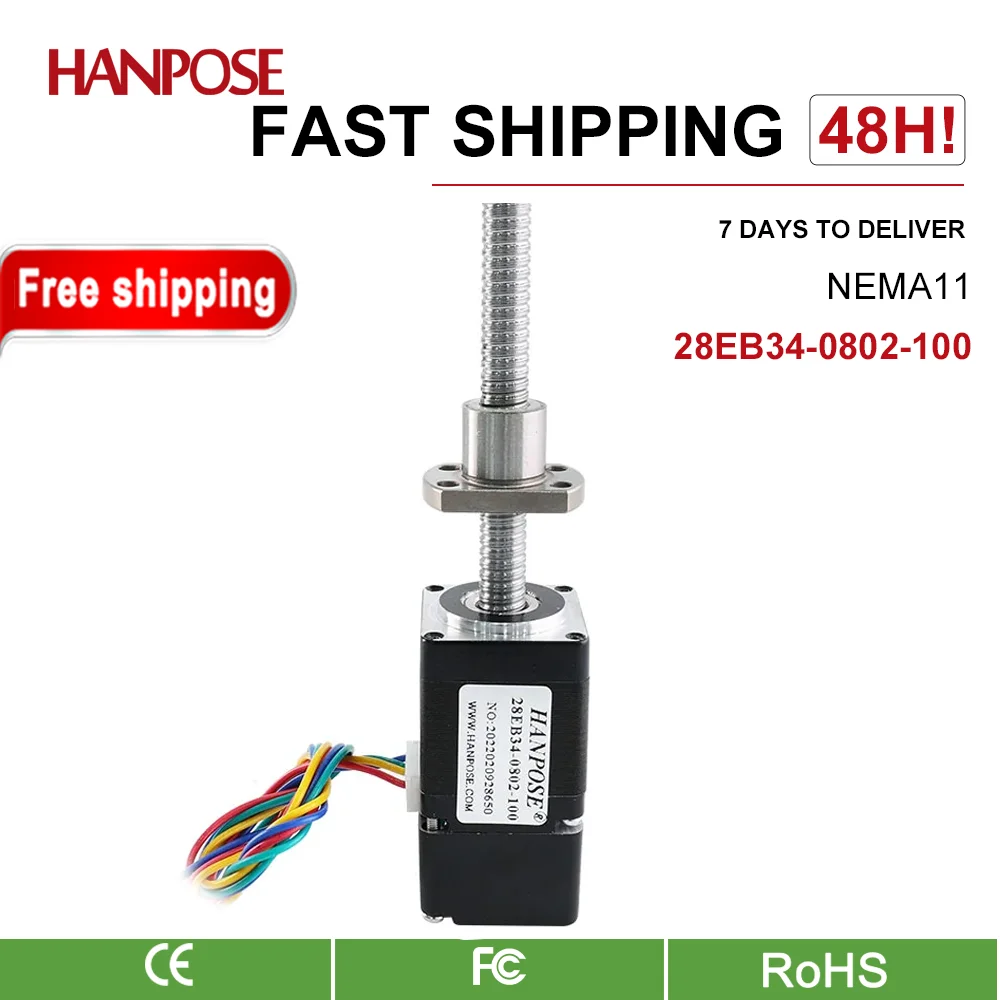 hanpose 28EB34-0802 100-300MM 1.0A 0.1N.m28 12V For CNC Laser 3D Printer Equipment NEMA11 Closed-Loop Ball Screw stepper Motor