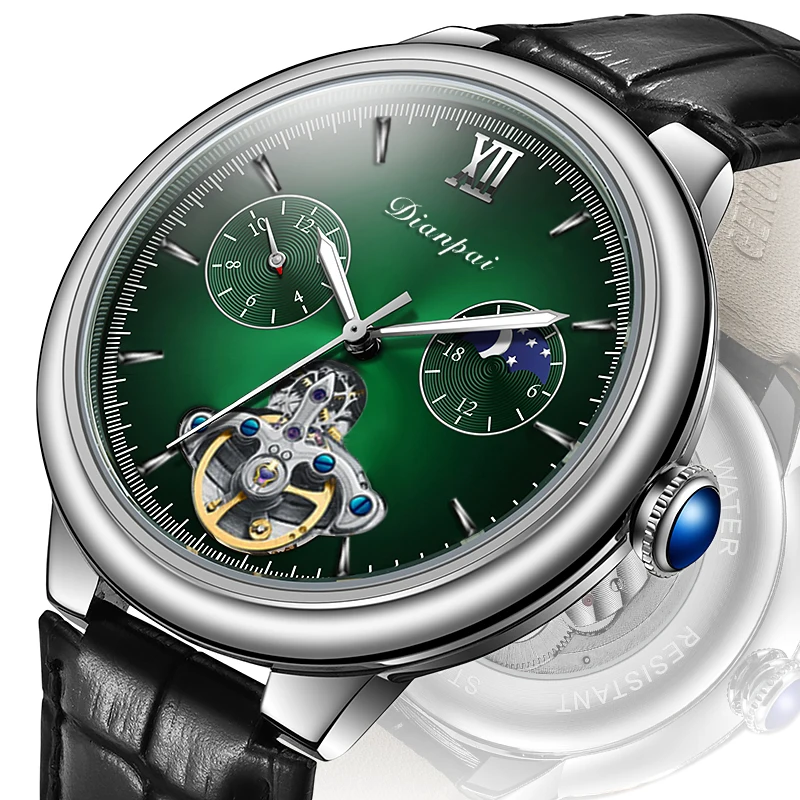 Dianpai Men's Fully Automatic Mechanical Watch Hollow Men's Famous Watch Sun, Moon, Stars, Waterproof Night Glow Watch