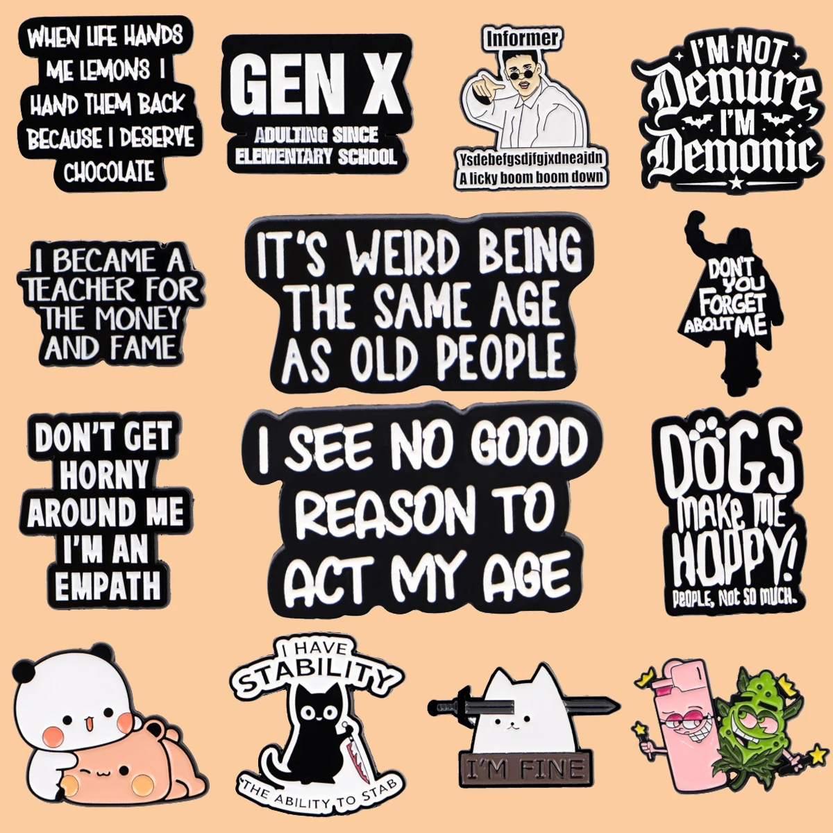 

Cute Little Bear Enamel Pin Cat Quotation Brooches Badge on Backpack Lapel Pin Clothing Fashion Accessories Friends Gifts