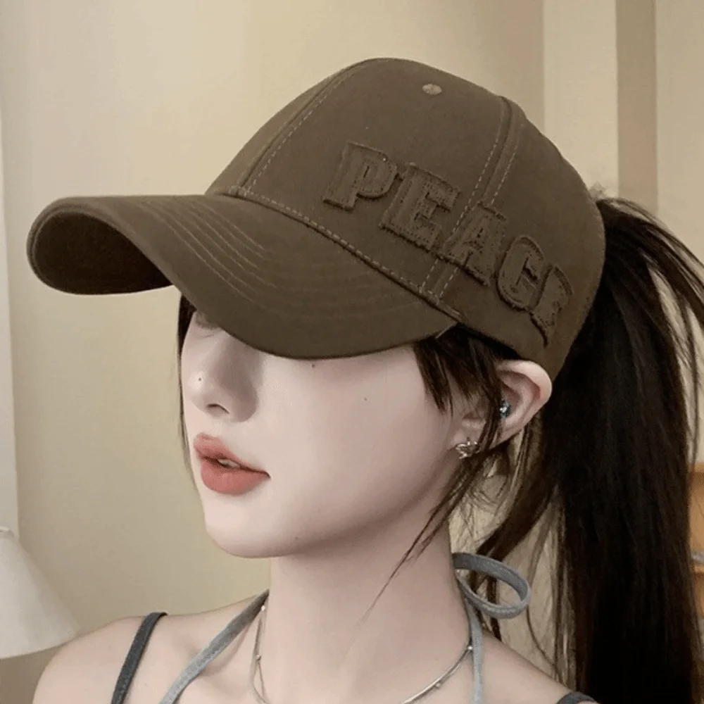

Adjustable Letter Embroidery Baseball Cap Curved Visor Large Head Size Snapback Hat Breathable Sun Protection Soft Top Hat Daily