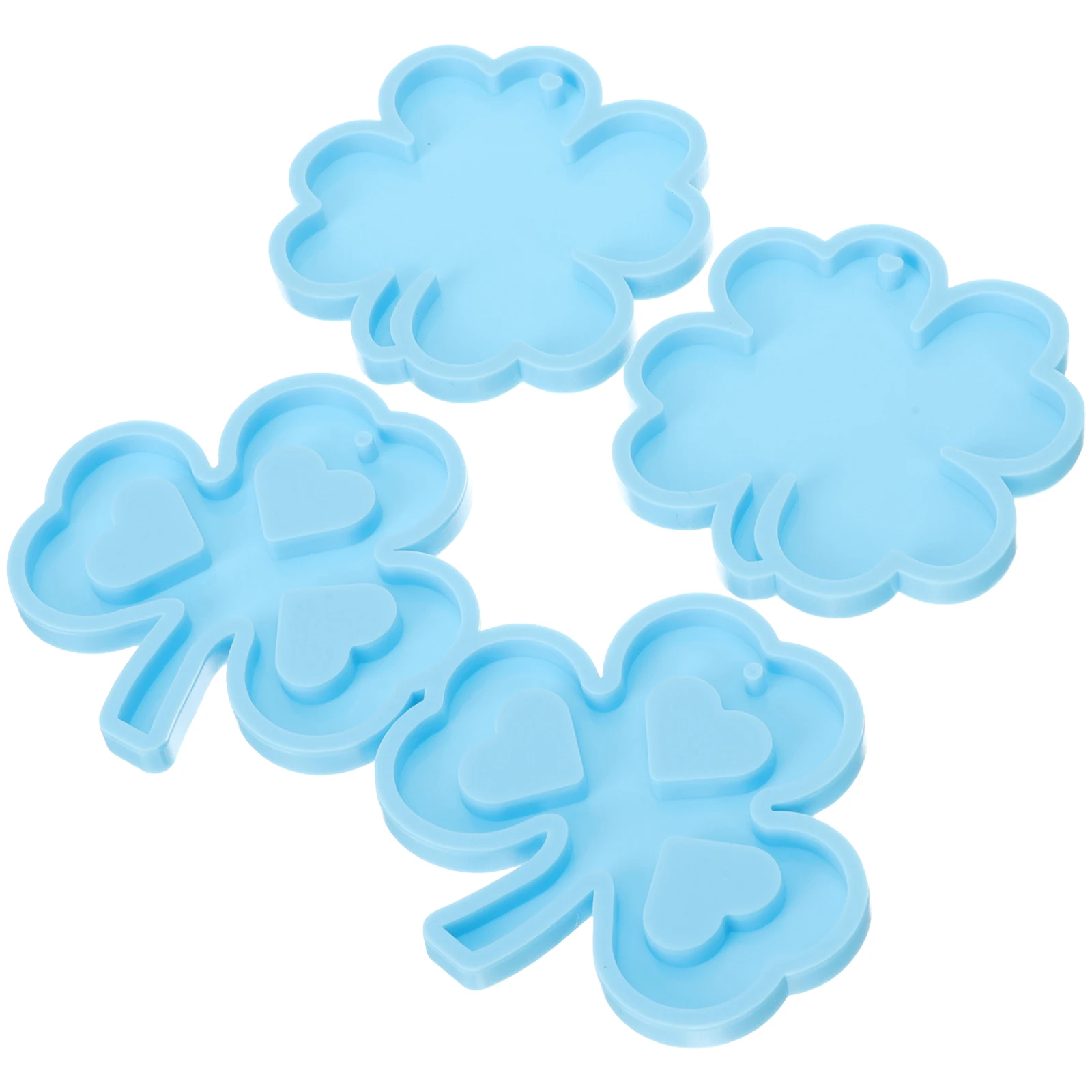 

3 Pcs Shamrock Silicone Mold Jewelry Making Patrick Day Epoxy Casting Keychain Pendant Craft Resin Molds Blue Color