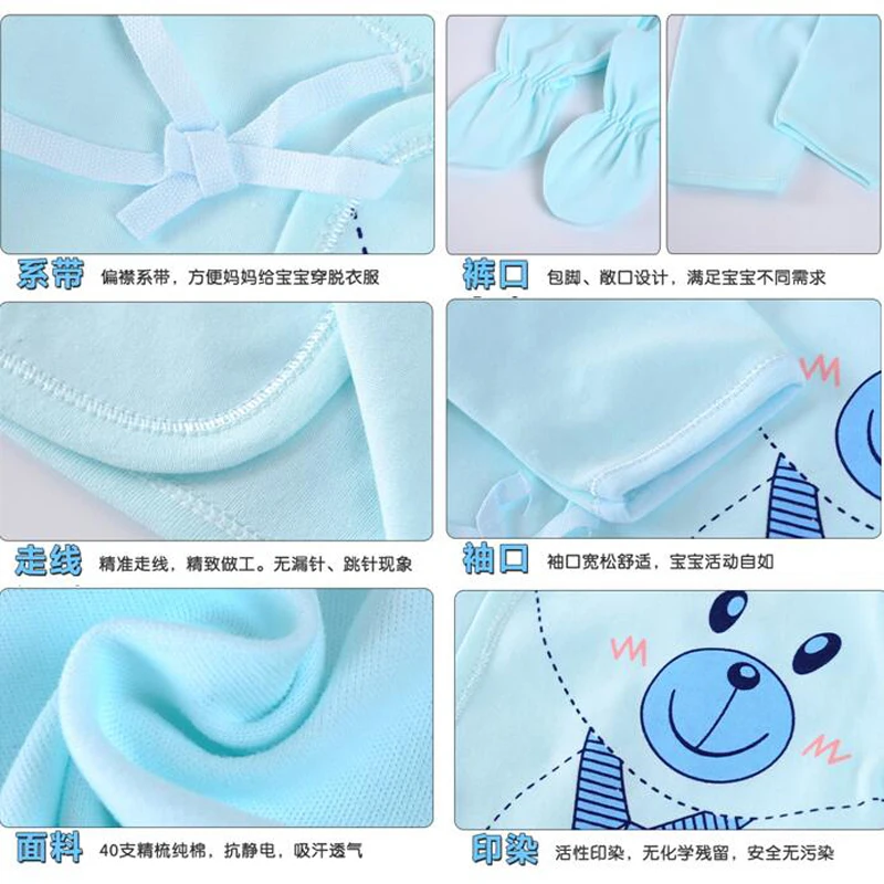 Newborn Baby Sets (5pcs/set) Soft Clothing Cotton Fashion Boys Girls Suits